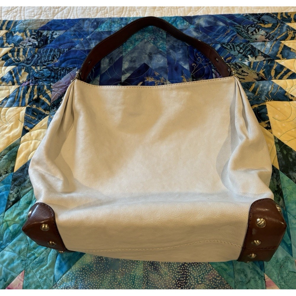 Michael Kors Women's Hobo Bag Joplin Large Soft Leather White PebbleGold Hinge